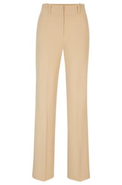 Hugo Boss Regular-fit Trousers In Stretch Fabric With Wide Leg In Light Beige