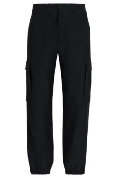Hugo Boss Regular-fit Trousers In Water-repellent Material In Black