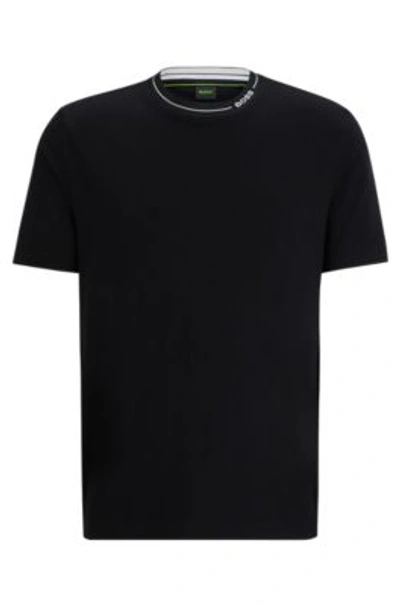 HUGO BOSS COTTON-JERSEY REGULAR-FIT T-SHIRT WITH BRANDED COLLAR