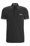 Hugo Boss Interlock-cotton Slim-fit Polo Shirt With Mesh Logo In Dark Grey