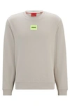 Hugo Cotton-terry Regular-fit Sweatshirt With Logo Label In Light Grey