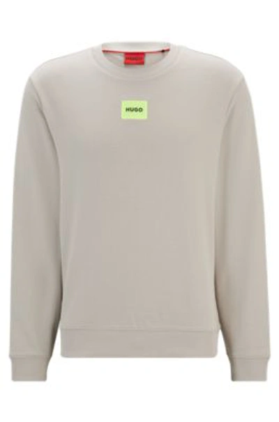 Hugo Boss Cotton-terry Regular-fit Sweatshirt With Logo Label In Light Grey