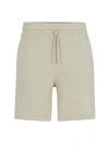 Hugo Boss Cotton-terry Regular-fit Shorts With Logo Badge In Beige