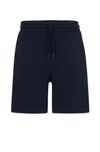 Hugo Boss Cotton-terry Regular-fit Shorts With Logo Badge In Dark Blue