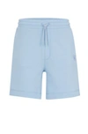 Hugo Boss Cotton-terry Regular-fit Shorts With Logo Badge In Light Blue