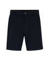 Hugo Boss Regular-fit Regular-rise Shorts In Stretch Cotton In Dark Blue