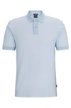 Hugo Boss Slim-fit Polo Shirt In Two-tone Mercerized Cotton In Light Blue