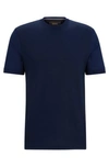 Hugo Boss Cotton-silk Regular-fit T-shirt With Mixed Structures In Light Blue