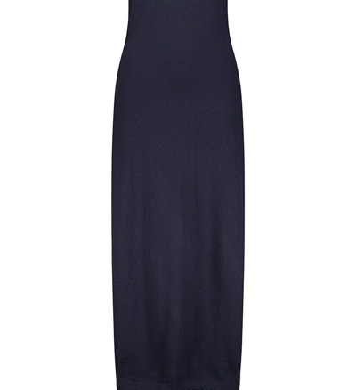 Minnie Rose Cotton Cashmere Maxi Frayed Edge Tank Dress In Blue