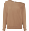 Minnie Rose Cotton Cashmere Off The Shoulder Top In Brown