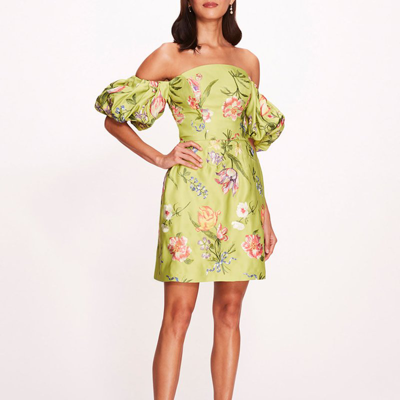 Marchesa Notte Alex Mini Dress In Green