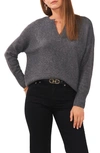 Vince Camuto Drop Shoulder V-neck Sweater In Med Hthrgrey