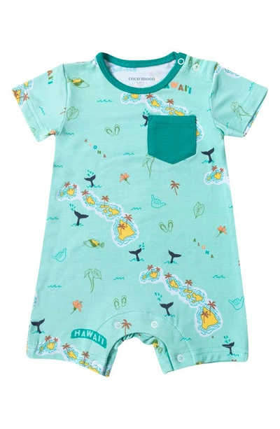 Coco Moon Babies' Kuʻu Home Pocket Romper In Green