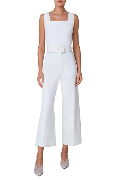 Akris Punto Signature Jersey Jumpsuit With Belt In Cream