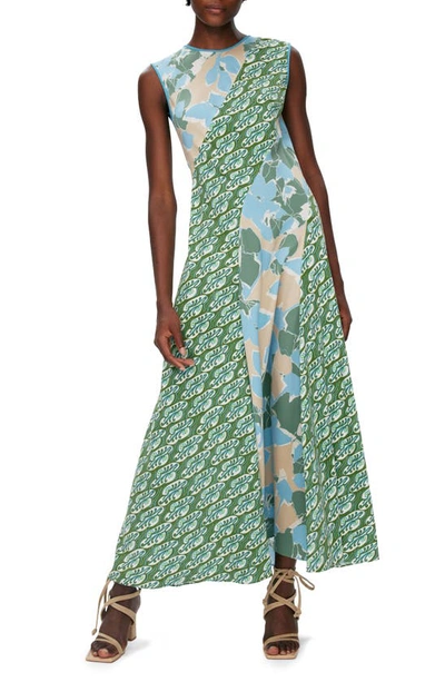 Diane Von Furstenberg Cory Floral Sleeveless Maxi Dress In E Floral Multi Ceru/ Seedling