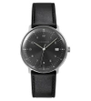 JUNGHANS 041/4462.00 MAX BILL STAINLESS STEEL AND LEATHER QUARTZ WATCH