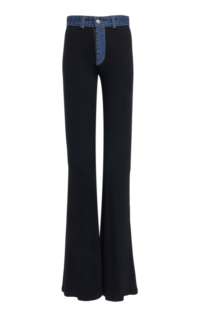 Coperni Denim-detailed Jersey Flared Pants In Black