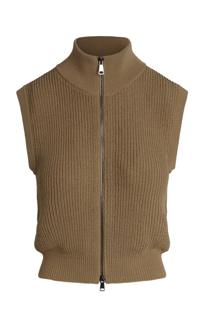 Aya Muse Aries Ribbed Cotton-blend Vest In Brown