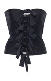Coperni Gala' Black Top With Adjustable Knots In Stretch Fabric In Black