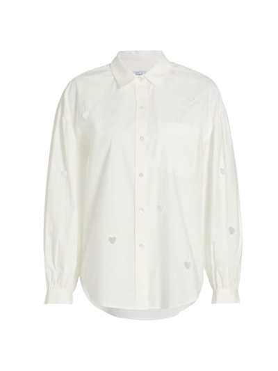 Rails Janae Heart Cutout Button-front Shirt In White