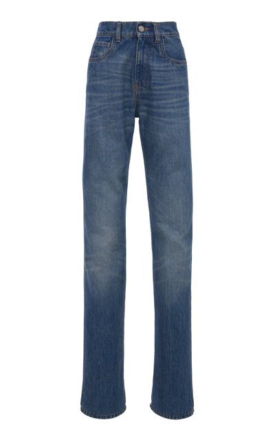Coperni Belt-detailed Denim Straight-leg Jeans In Medium Wash