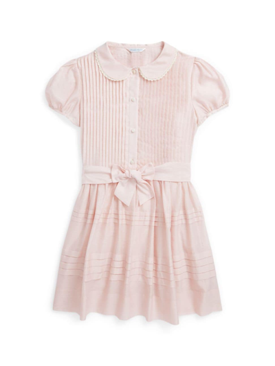 Polo Ralph Lauren Girl's Organdy Pleated Dress In Pink