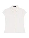 Theory Women's Cap-sleeve Silk Button-front Shirt In Ivory