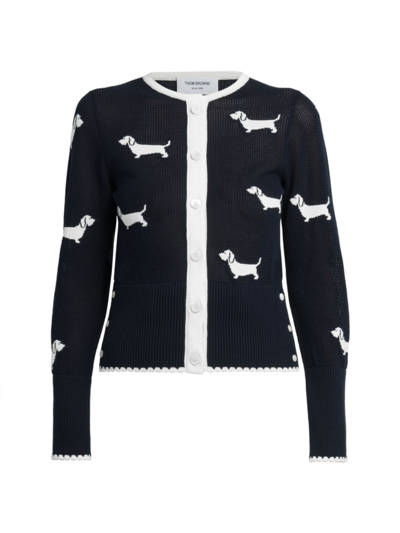 Thom Browne Navy Hector Cardigan In Multi-colored