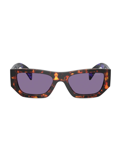 Prada Men's 0pr A01s 53mm Pillow Sunglasses In Purple Havana Brown