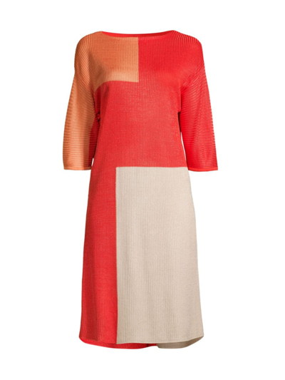 Misook Women's Colorblocked Knit Shift Dress In Spice Citrine Biscotti