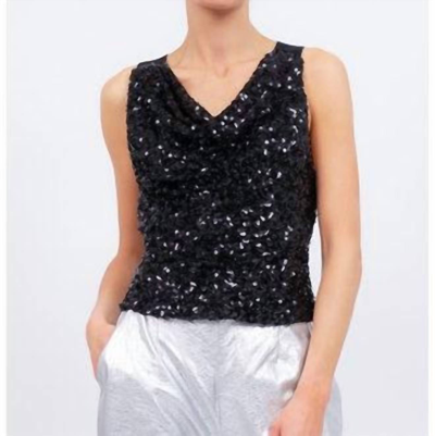 Central Park West Aurelie Sequin Top In Black