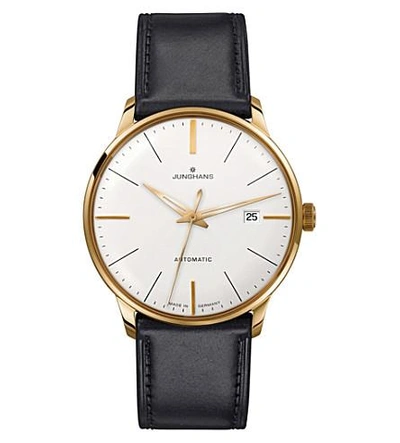 Junghans 027/7312.00 Meister Classic Leather And Gold-plated Watch In Silver