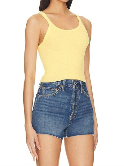 Re/done Ribbed Cropped Tank Top In Yellow