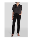 7 For All Mankind Kimmie Mid Rise Straight Jeans In Rinse Black In Black