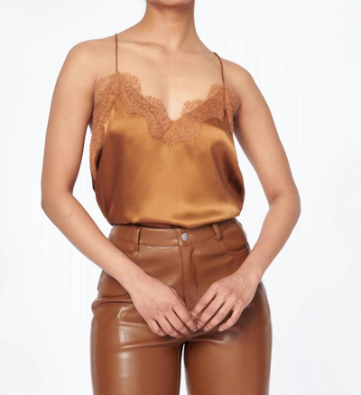 Cami Nyc Racer Charmeuse Cami In Toffee In Brown