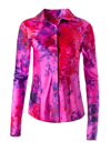 ALEJANDRA ALONSO ROJAS FITTED SILK ICE-DYE BUTTON UP SHIRT IN FUSCHIA