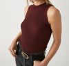 MICHAEL STARS KARA MOCK NECK SHELL TANK IN CABERNET