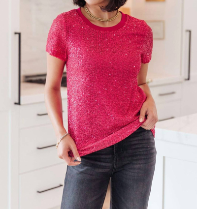 Mittoshop Glimmering Night Sequin Top In Hot Pink