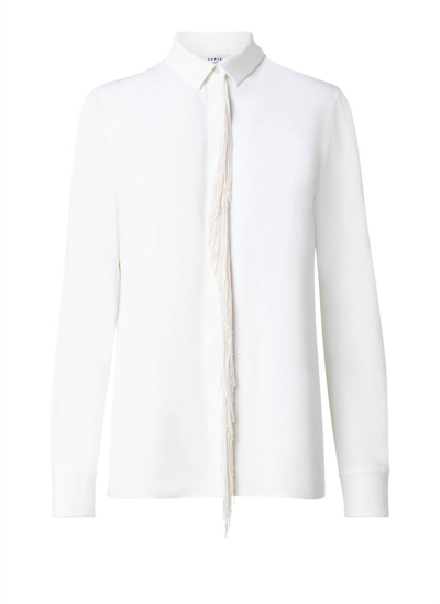 Akris Punto Fringe Intarasia Viscose Blouse In Cream In White