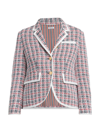 Thom Browne Check-pattern Buttoned Tweed Jacket In Red White Blue
