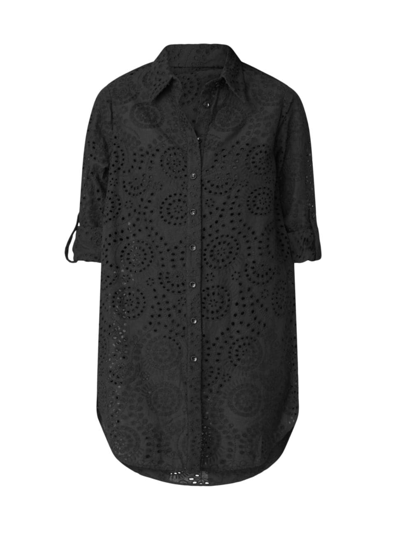 Shoshanna Women's Eyelet-embroidered Cover-up Shirtdress In Jet