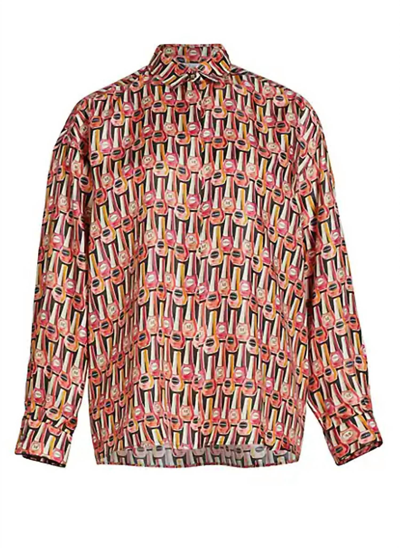 Max Mara Taro Nail Polish Print Blouse In Salmon In Multi