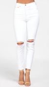 Re/done 90s High Rise Ankle Crop In White Destroyed In Multi