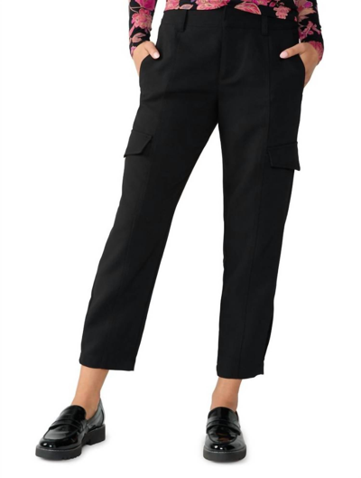Sanctuary Soft Marine High Waist Wide Leg Crop Cotton Pants In Black