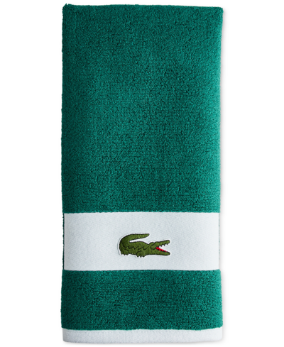 Lacoste Home Lacoste Heritage Sport Stripe Cotton Hand Towel In Croc Green