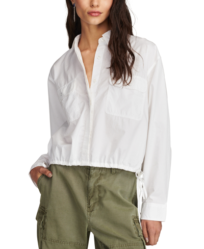 Lucky Brand Women's Utility Crop Shirt In Bright White