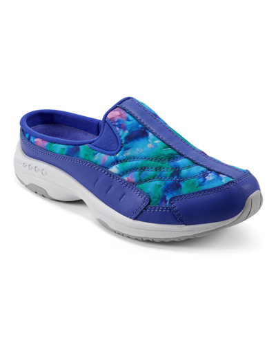 Easy Spirit Women's Traveltime Casual Slip-on Mules In Purple,blue Tie Dye Leather,textile