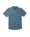 Volcom Stone Mash Short Sleeve Button-up Shirt In Stone Blue