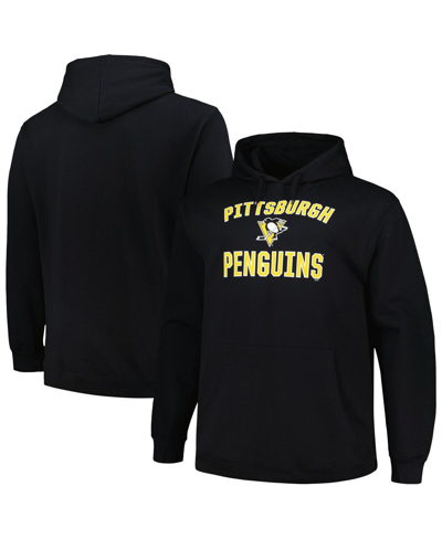 PROFILE MEN'S PROFILE BLACK PITTSBURGH PENGUINS BIG AND TALL ARCH OVER LOGO PULLOVER HOODIE