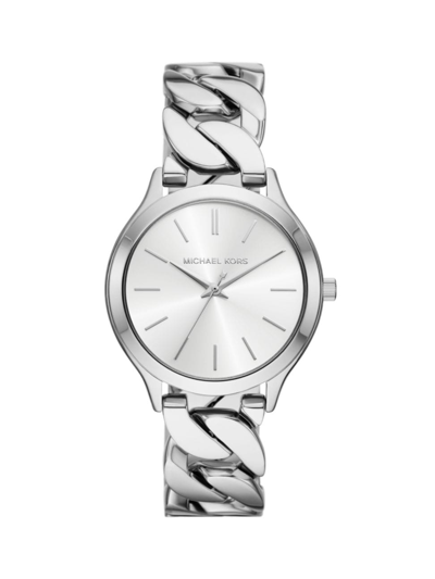 Michael Kors Women's Slim Runway Three-hand Silver-tone Stainless Steel Watch 38mm